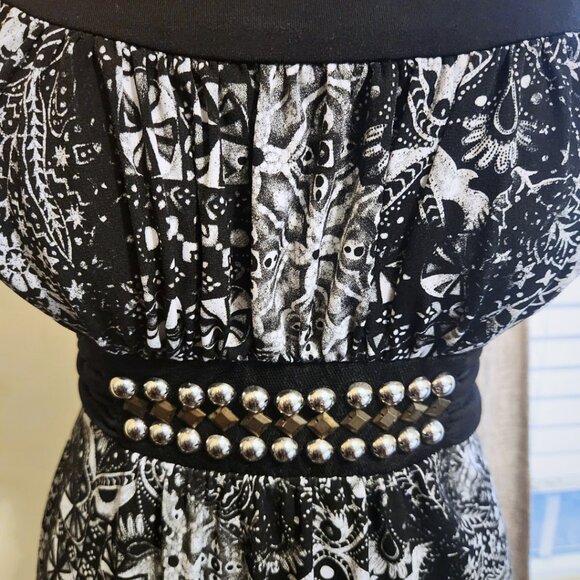 Speechless Black & White Babydoll Top | Y2K Style | Size L (Fits M) - Picture 4 of 15